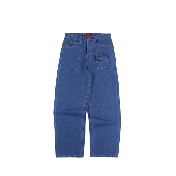 PLEASURES INDIGO GRIND BAGGY JEANS - LUST PANAMA