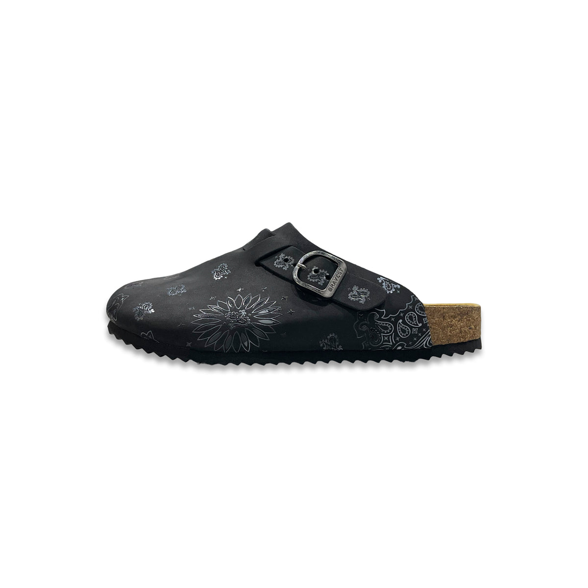 BRAVEST STUDIOS BLACK LEATHER PAISLEY CLOG