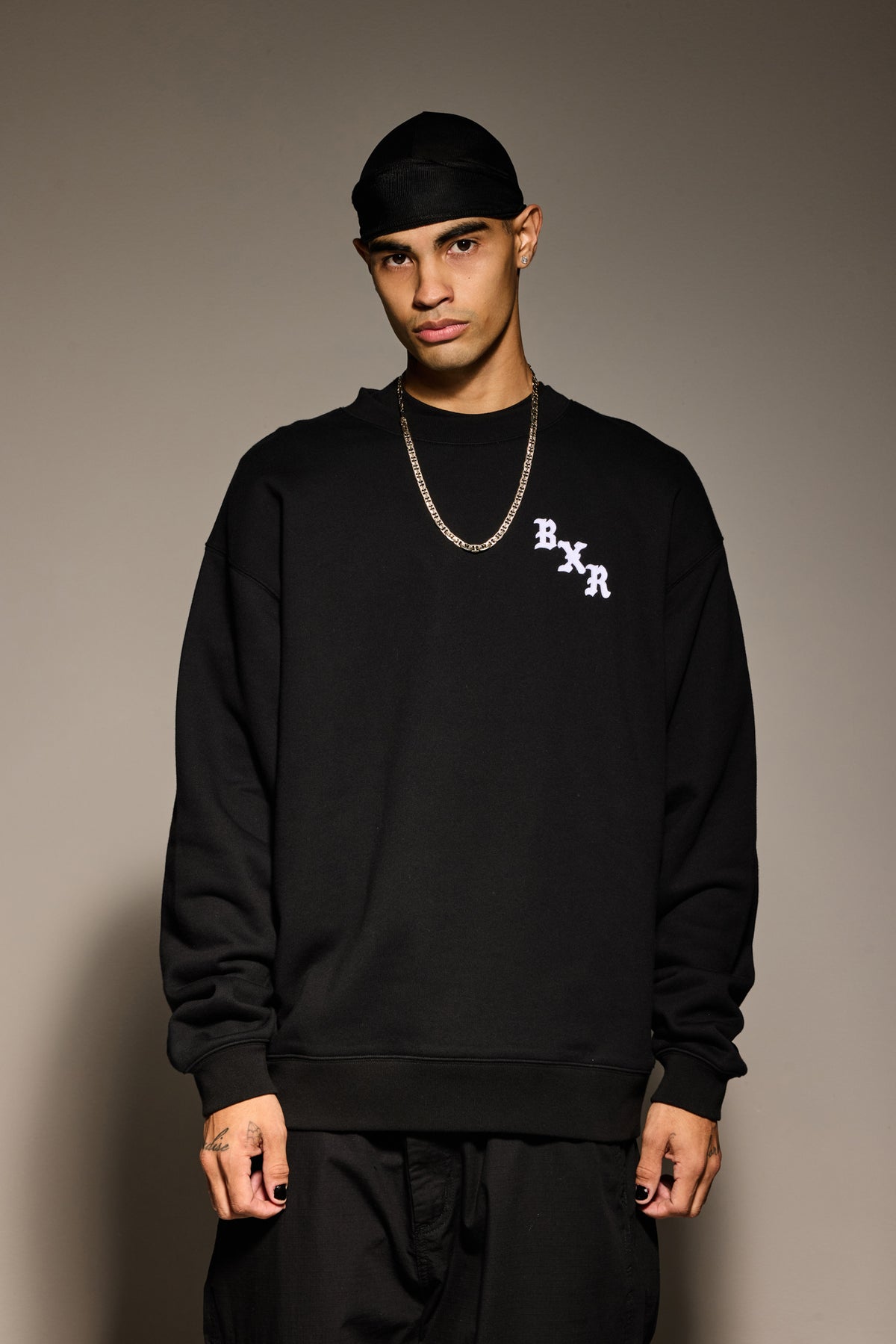 BORN X RAISED THE TOWN FELT LETTER CREWNECK