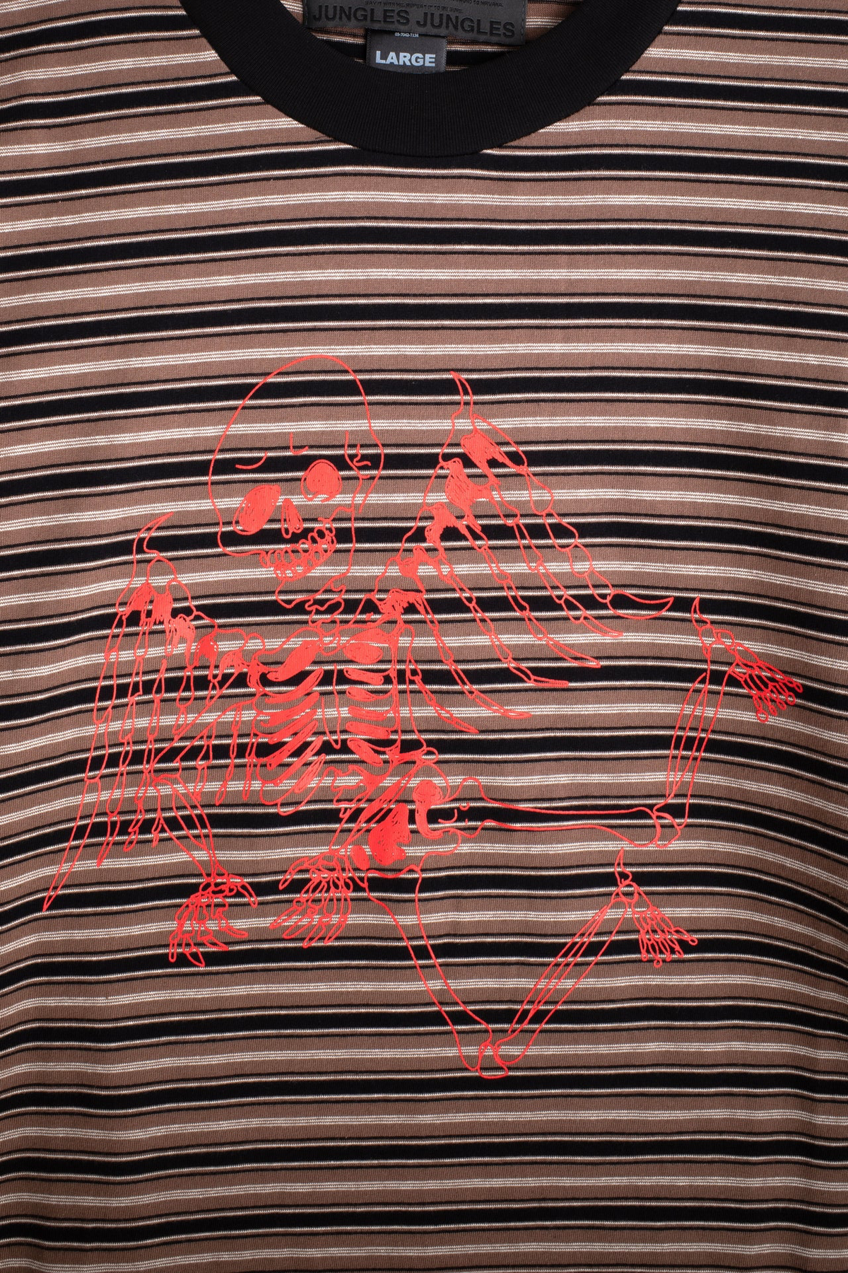 JUNGLES JUNGLES SKELETON STRIPE DOUBLE  SLEEVE TEE