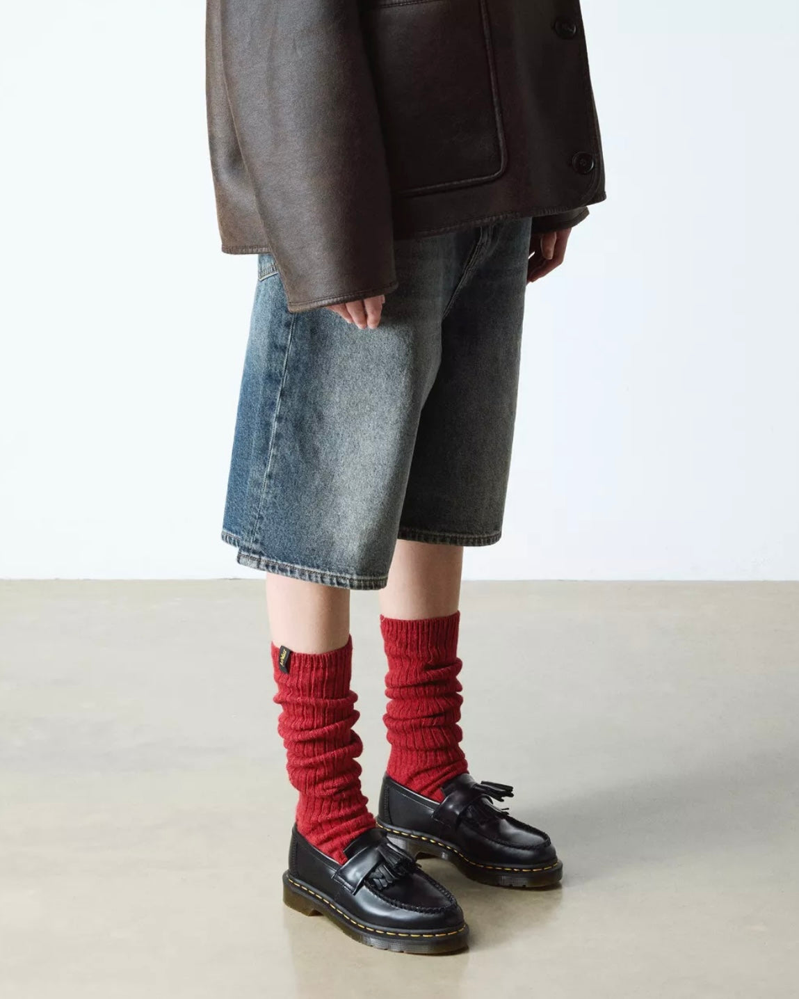 DR.MARTENS ADRIAN YELLOW STITCH LEATHER TASSEL BLACK LOAFERS