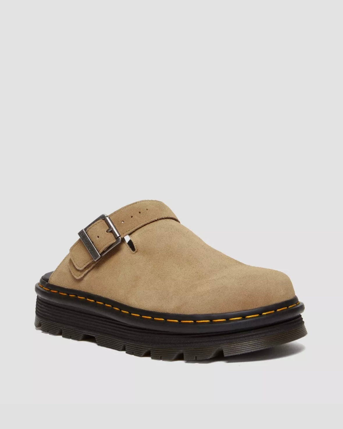 DR.MARTENS ZEBZAG SAVANNAH TAN SUEDE SINGBLACK PLATFORM MULES