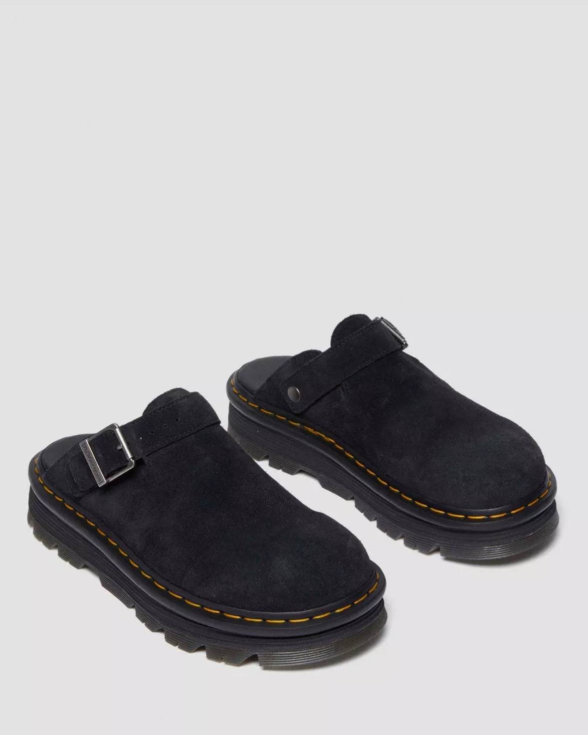 DR.MARTENS ZEBZAG BLACK SUEDE SLINGBACK PLATFORM MULES