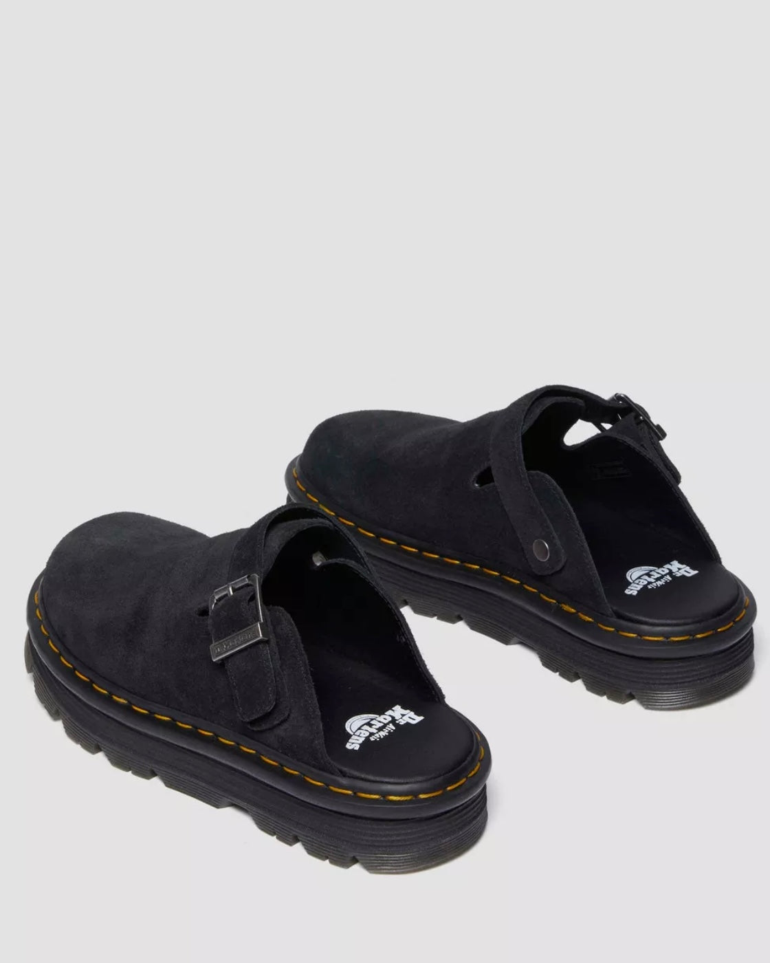 DR.MARTENS ZEBZAG BLACK SUEDE SLINGBACK PLATFORM MULES