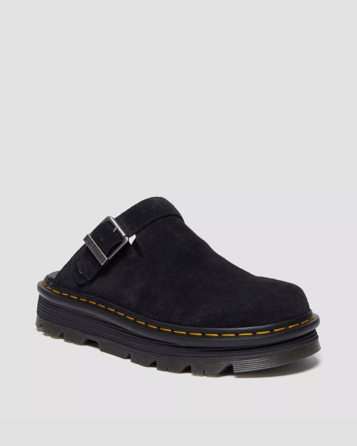 DR.MARTENS ZEBZAG BLACK SUEDE SLINGBACK PLATFORM MULES