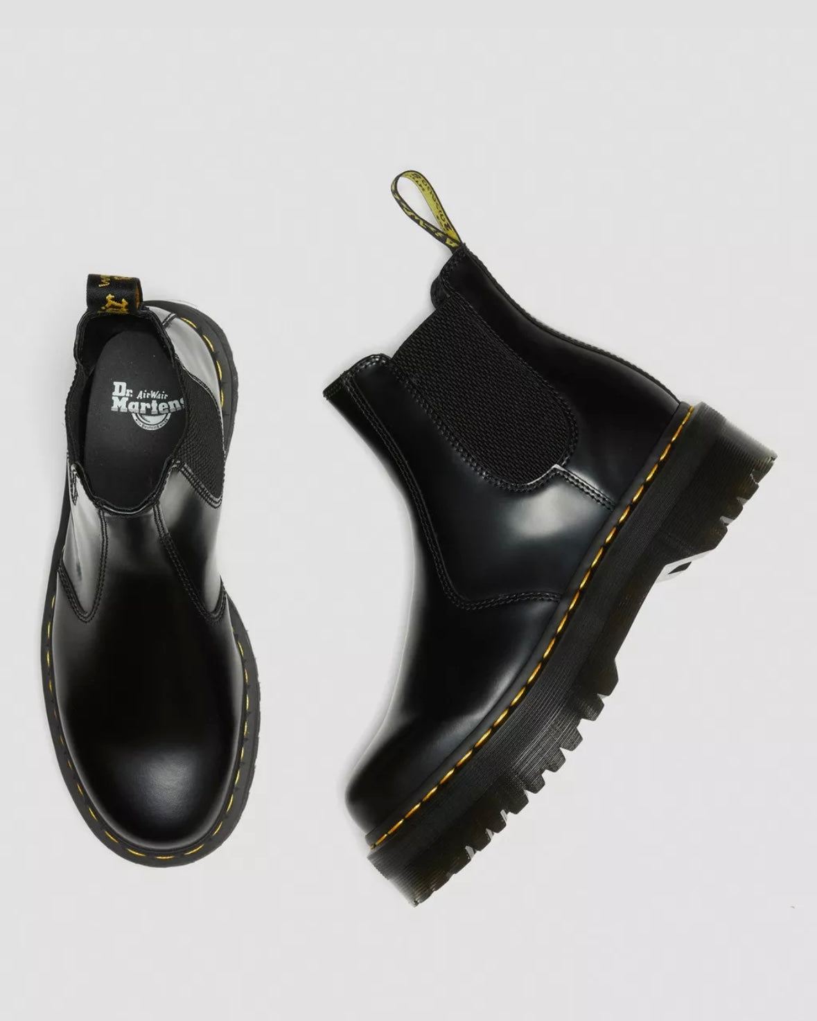 DR.MARTENS 2976 BLACK SMOOTH LEATHER PLATFORM CHELSEA BOOTS