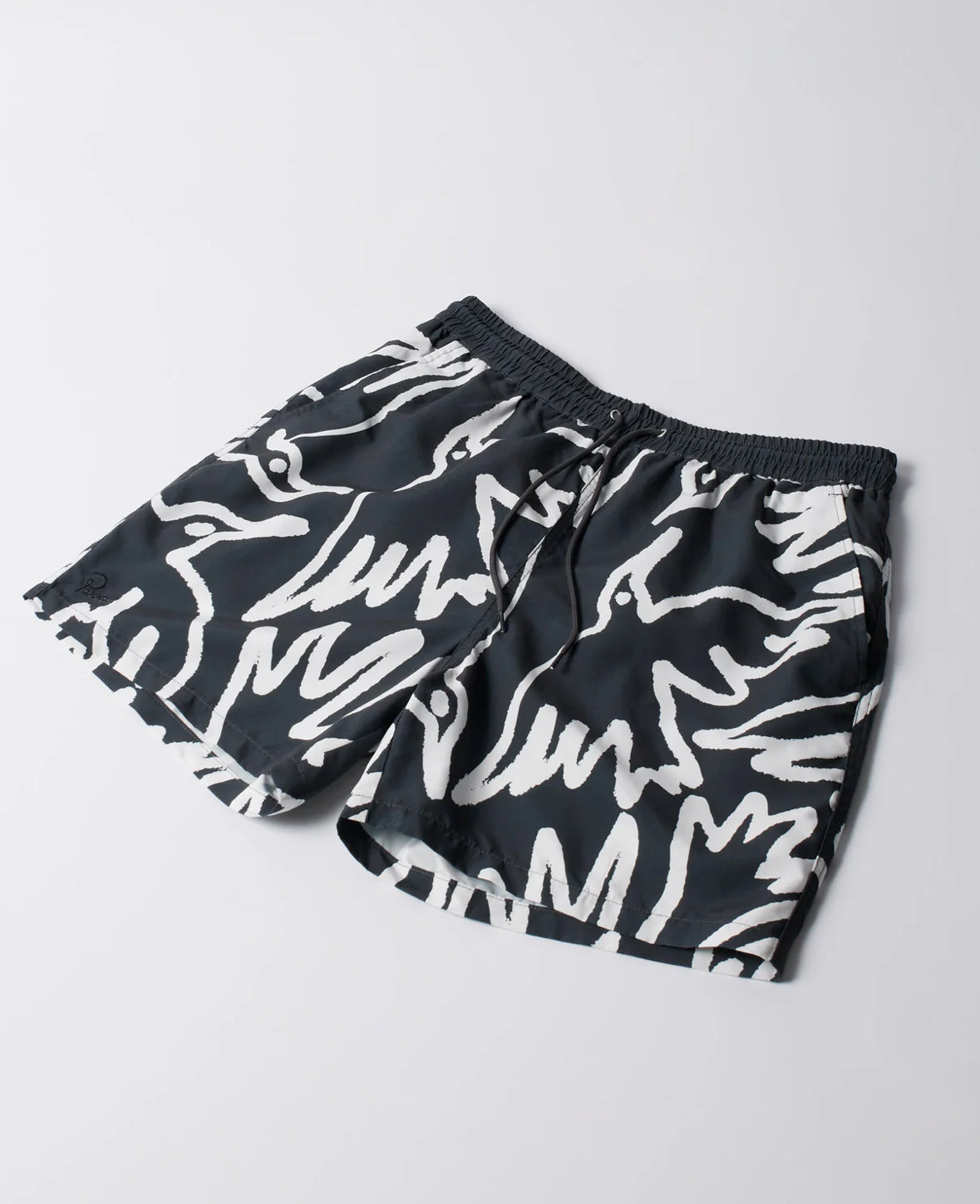 PARRA BIRDS FLY FREE SWIM SHORTS BLACK