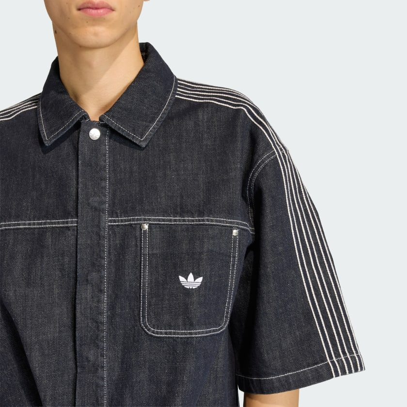 ADIDAS ORIGINALS DENIM SHORT SLEEVE WORK SHIRT