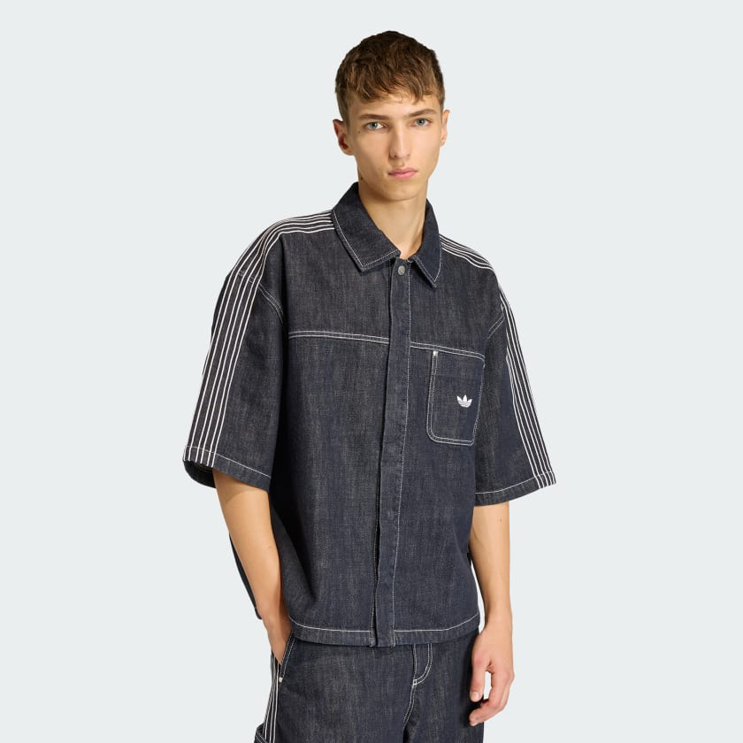 ADIDAS ORIGINALS DENIM SHORT SLEEVE WORK SHIRT