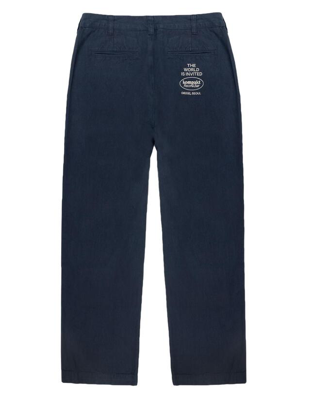 KOMPACT RECORD BAR BASIC LOGO CHINO PANTS NAVY