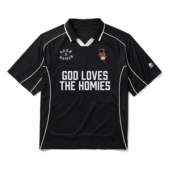 BORN X RAISED GOD LOVES THE HOMIES JERSEY BLACK