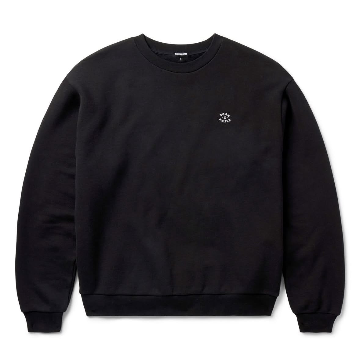 BORN x RAISED MICRO ROCKER CREWNECK BLACK