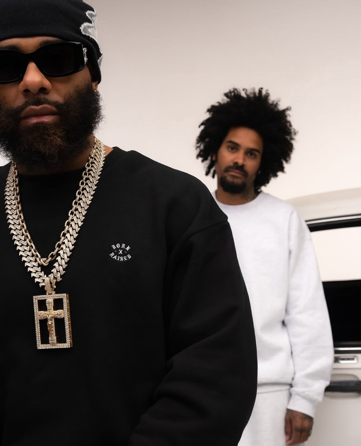 BORN x RAISED MICRO ROCKER CREWNECK BLACK