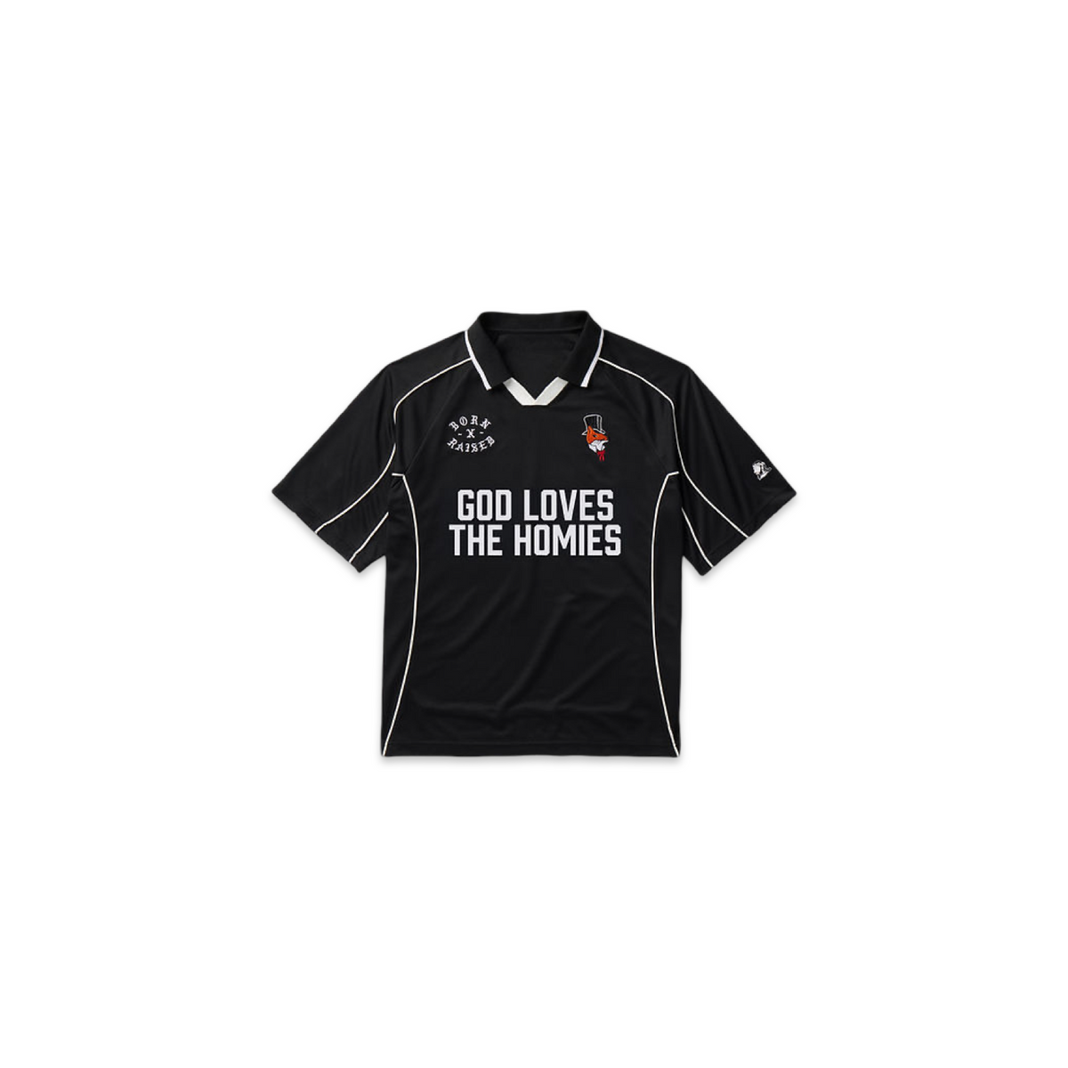 BORN X RAISED GOD LOVES THE HOMIES JERSEY BLACK