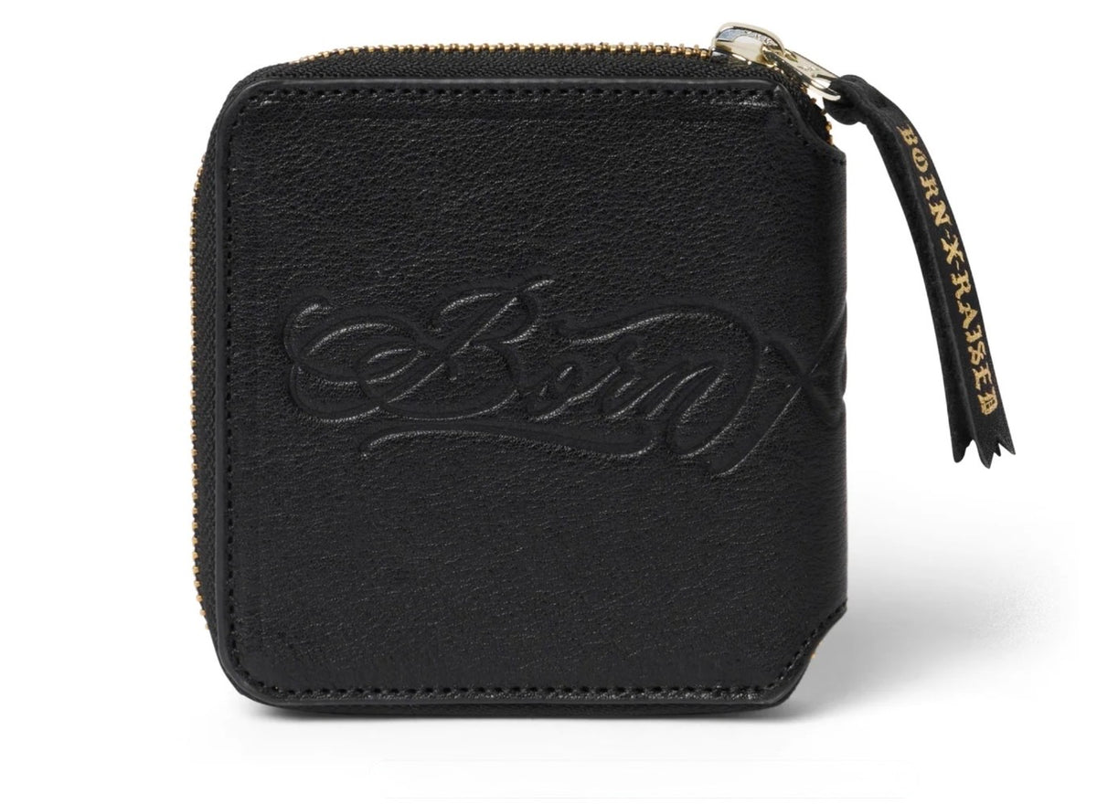 BORN X RAISED – FINE LINE LEATHER WALLET BLACK