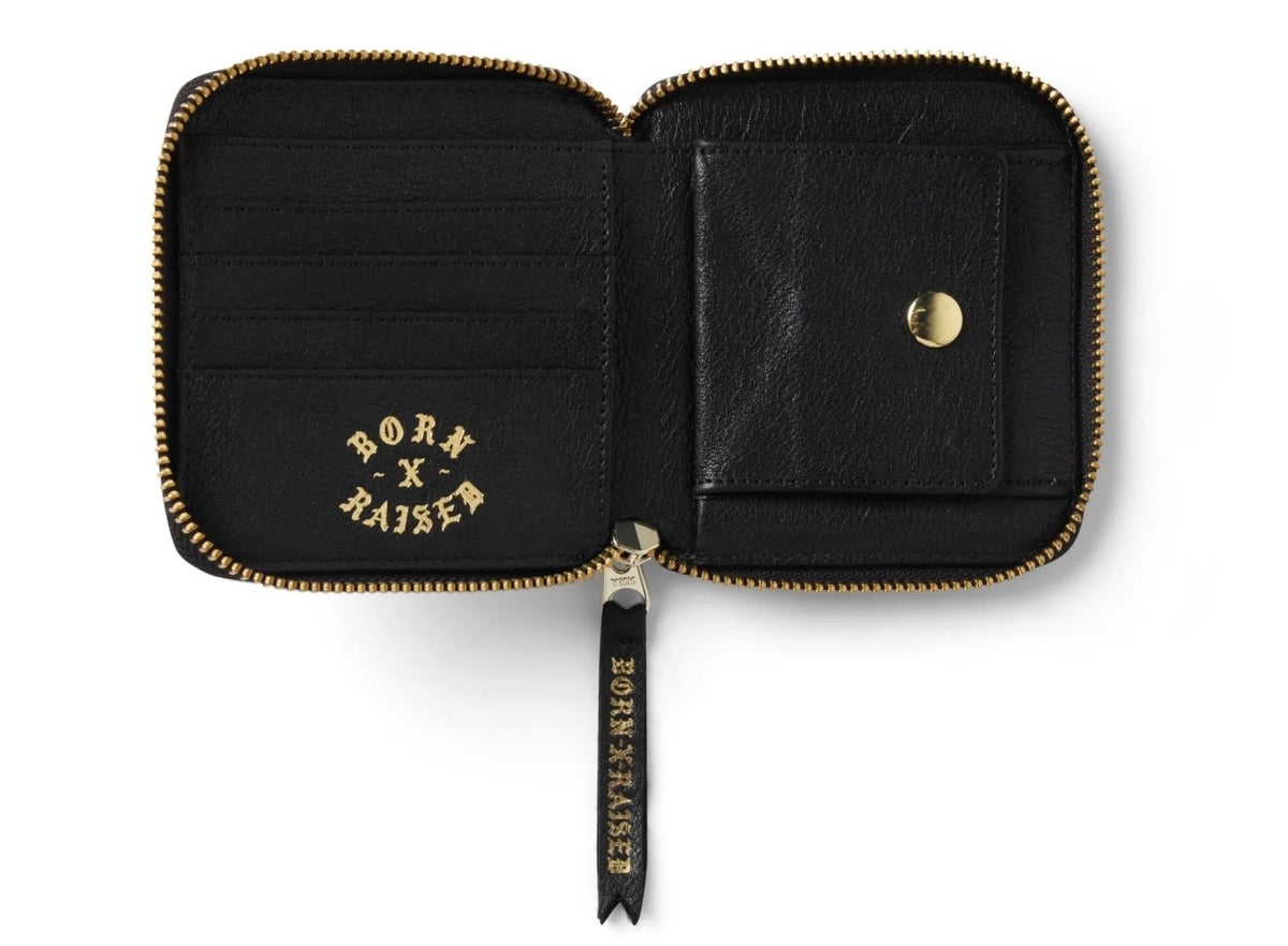 BORN X RAISED – FINE LINE LEATHER WALLET BLACK