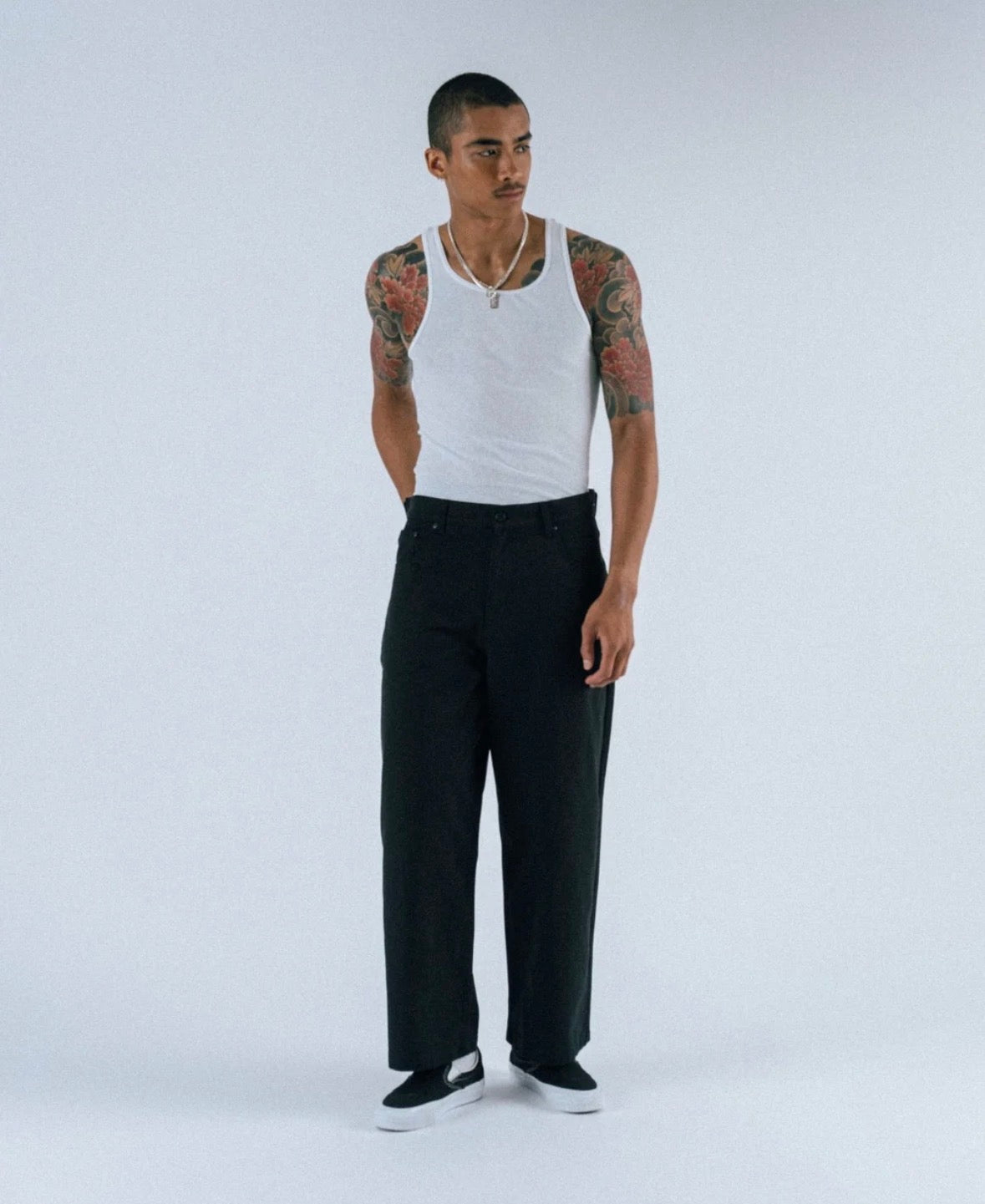 STUDENTS CURRICULUM BAGGY TWILL PANTS BLACK