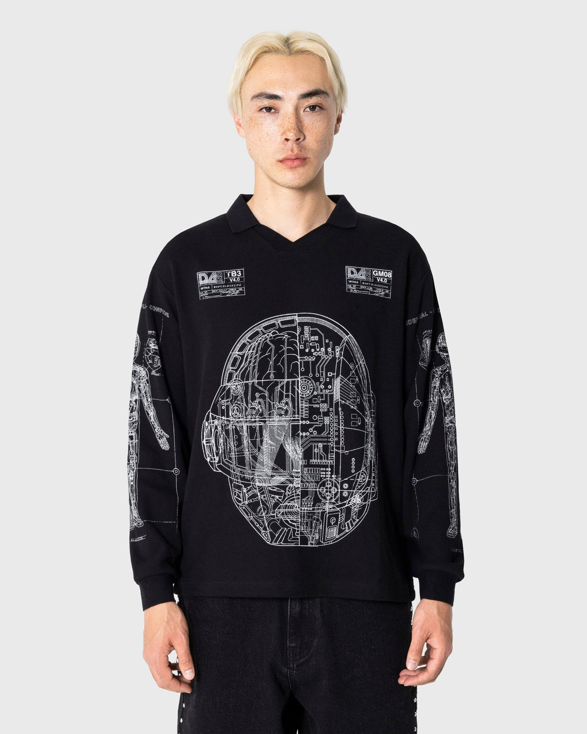 PLEASURES x DAFT PUNK SCHEMATIC LONG SLEEVE POLO