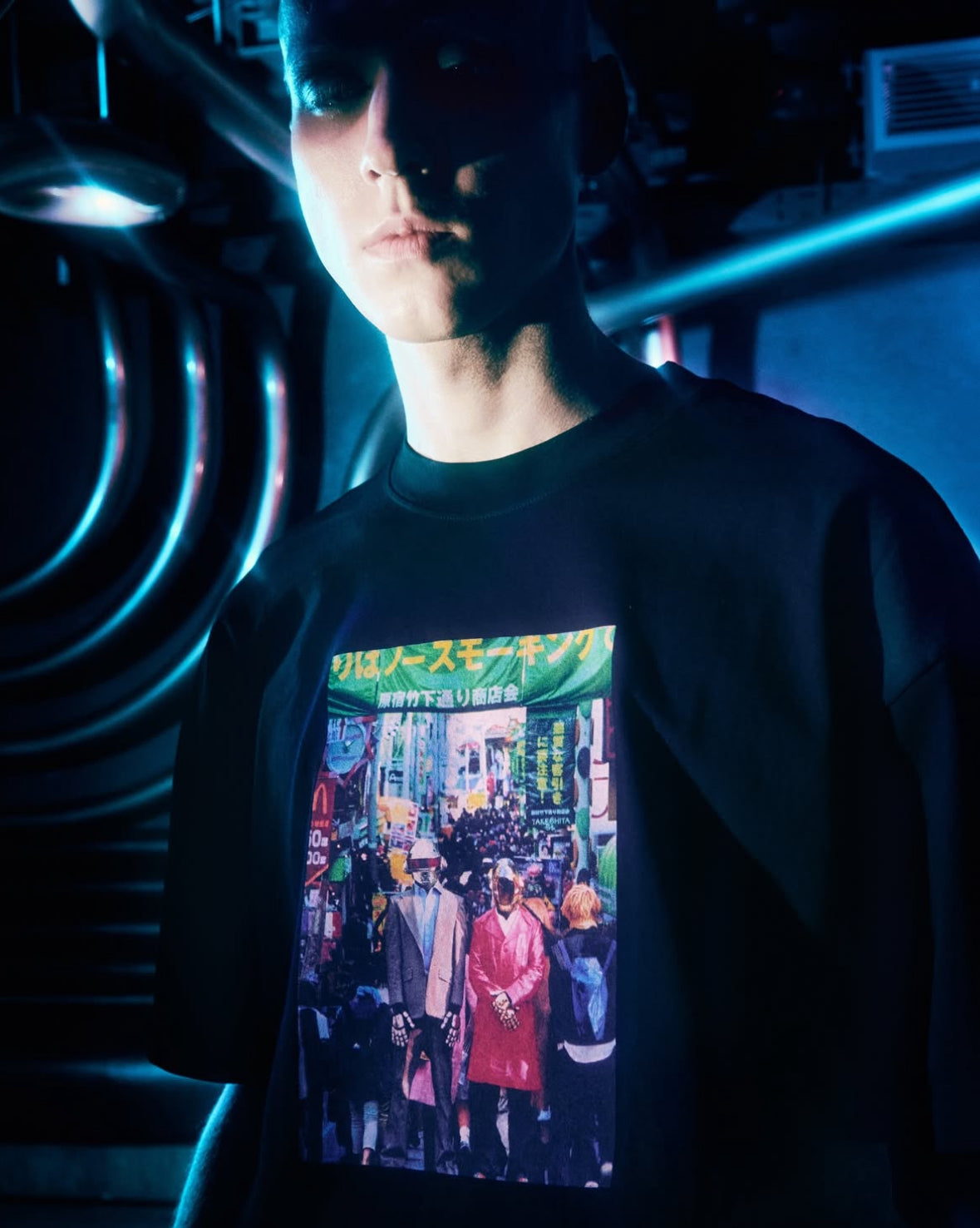 PLEASURES X DAFT PUNK HARAJUKU T-SHIRT BLACK