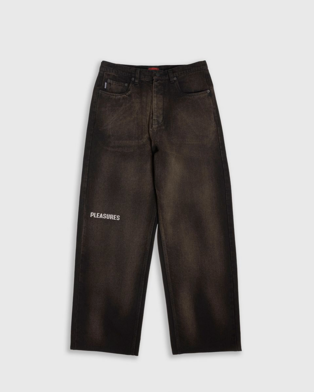 PLEASURES BROWN OIL BAGGY JEANS