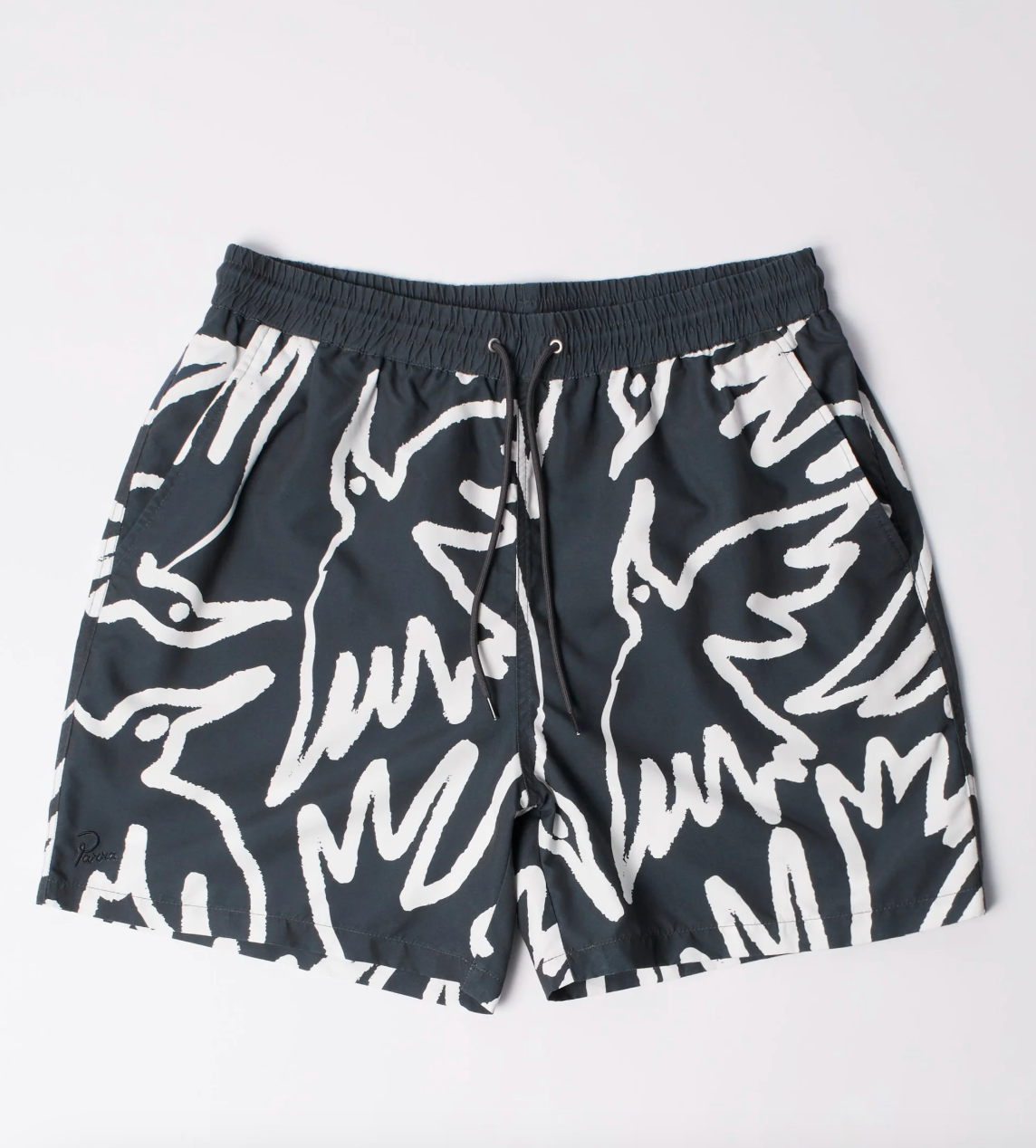 PARRA BIRDS FLY FREE SWIM SHORTS BLACK